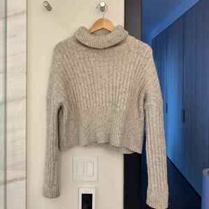 All Saints Ribbed Turtleneck Sweater in Grey